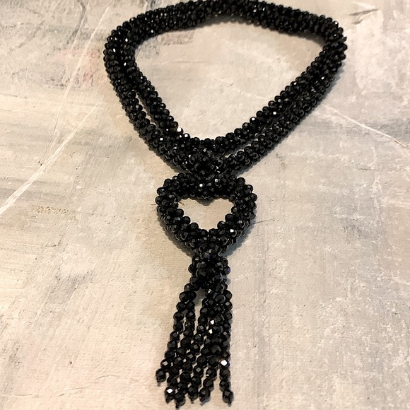 Black Spinel Faceted Round Knotted Necklace Black. Approx 30"With Pendant - Picture 6 of 9